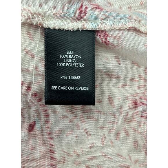 Torrid Dress Size 1X Midi Swiss Linen Surplice Paisley Faux Wrap Pink Multicolor - Picture 8 of 15